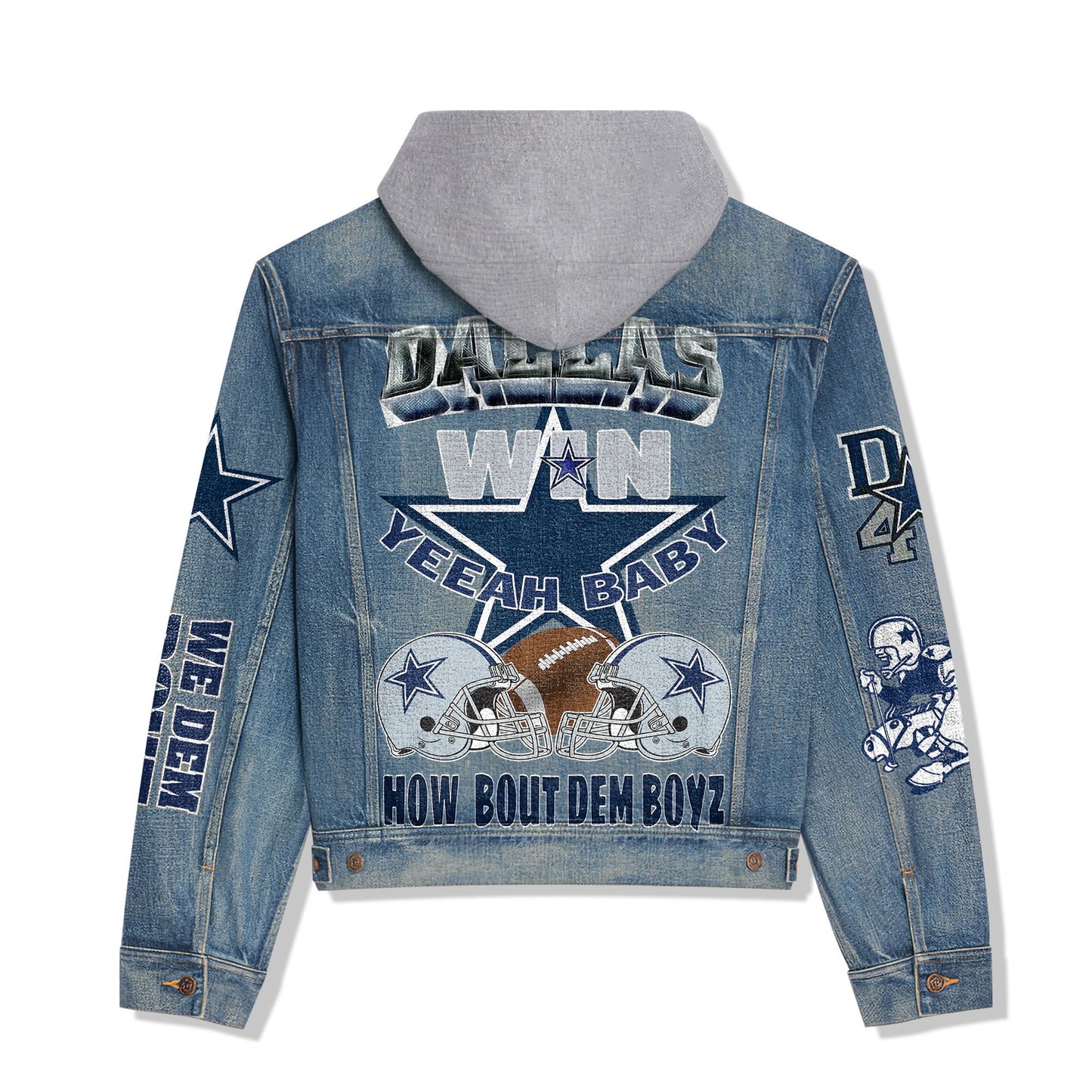 Dallas Cowboys Premium Hooded Denim Jacket New Collection AZBTHDJ000009