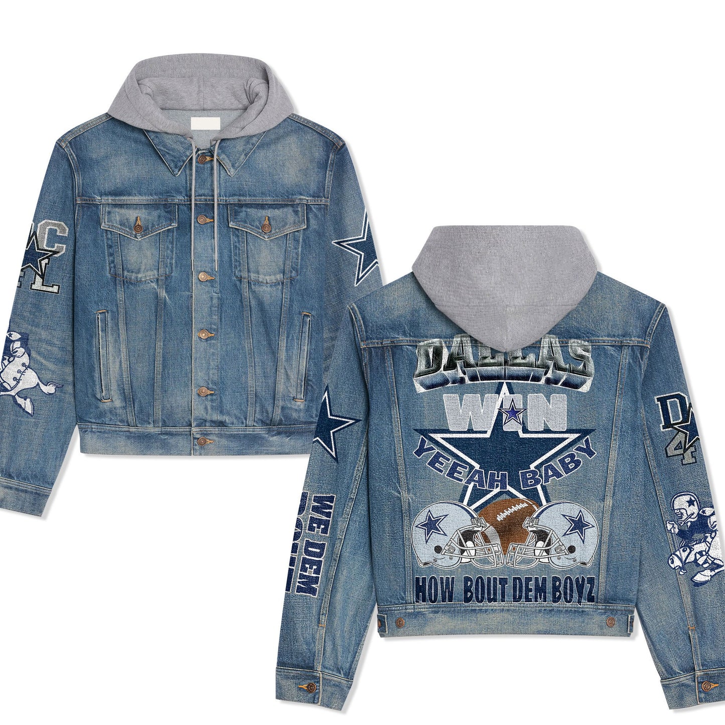 Dallas Cowboys Premium Hooded Denim Jacket New Collection AZBTHDJ000009