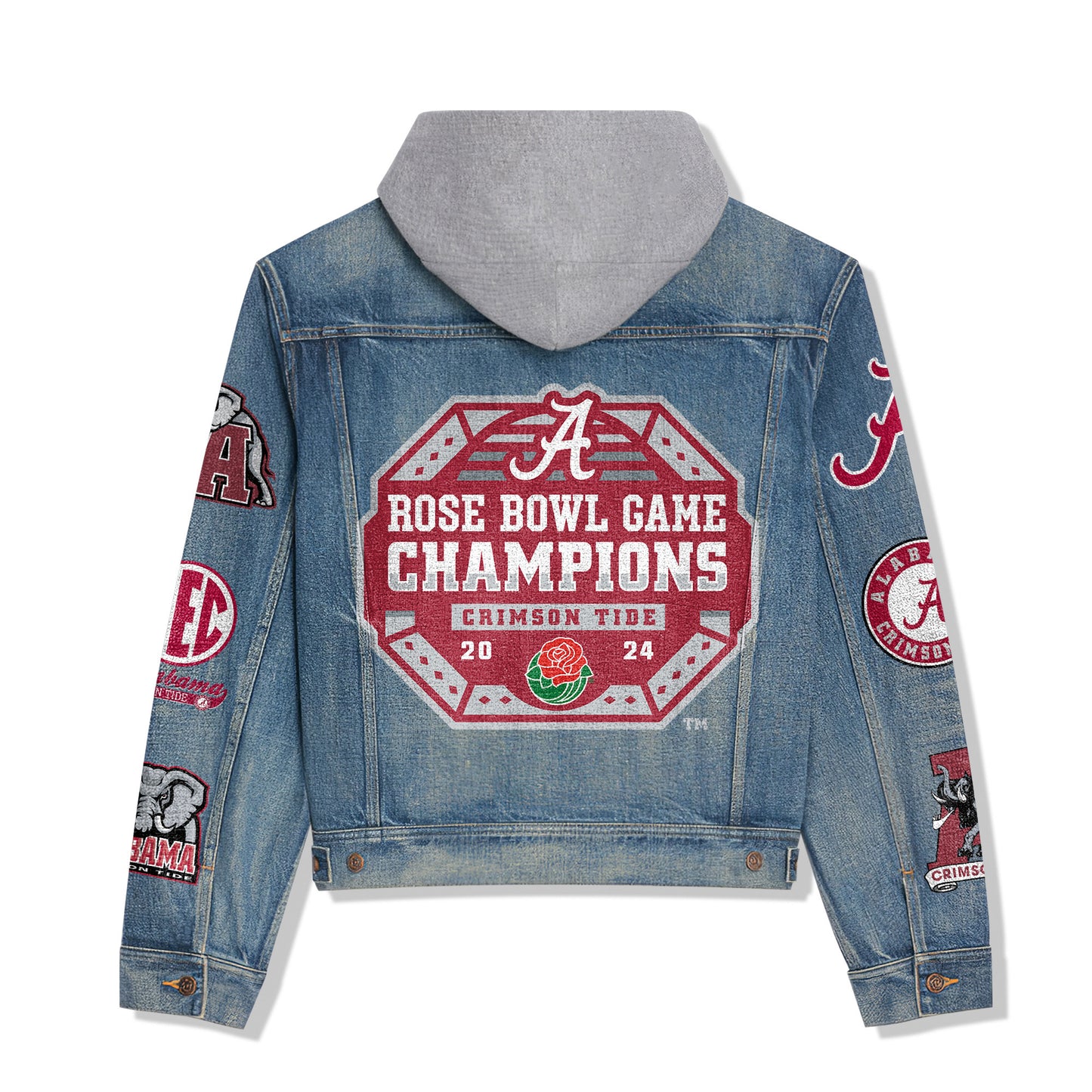 Abama Crimson Tide  Premium Hooded Denim Jacket New Collection AZBTHDJ000326
