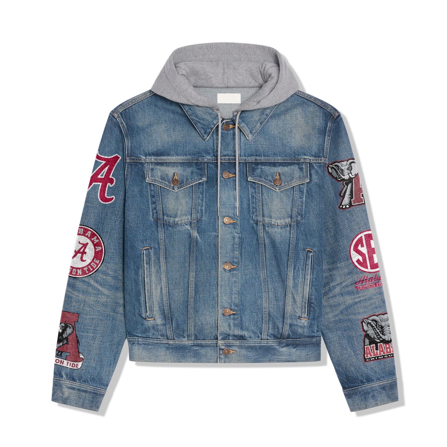 Abama Crimson Tide  Premium Hooded Denim Jacket New Collection AZBTHDJ000326