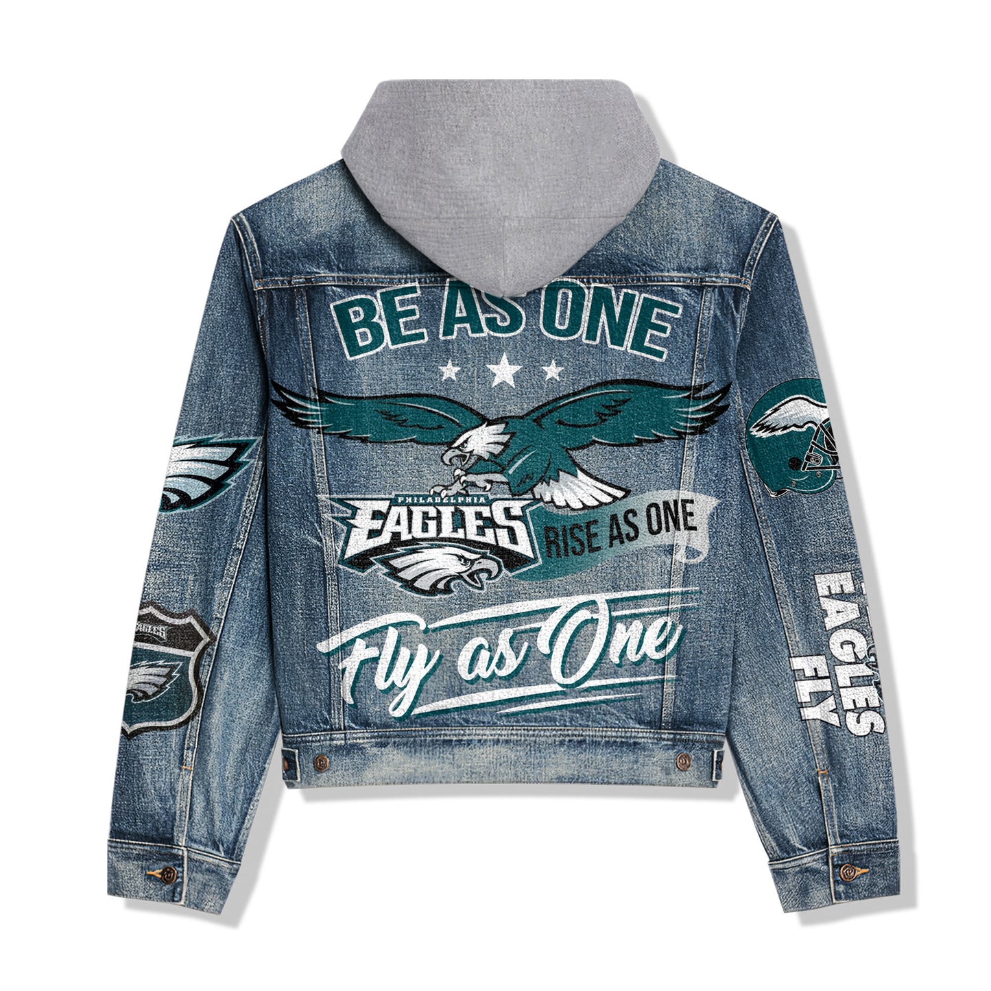 Philadelphia Eagles Premium Hooded Denim Jacket New Collection AZBTHDJ000013