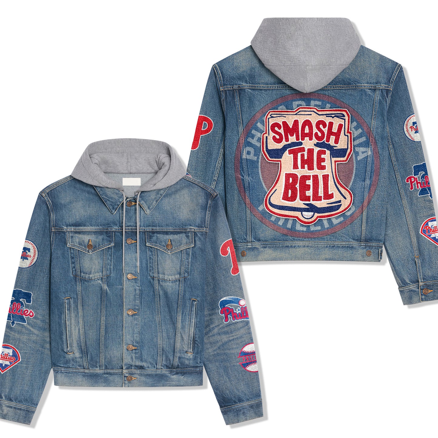 Phidelphia Phillies Premium Hooded Denim Jacket New Collection AZBTHDJ000529