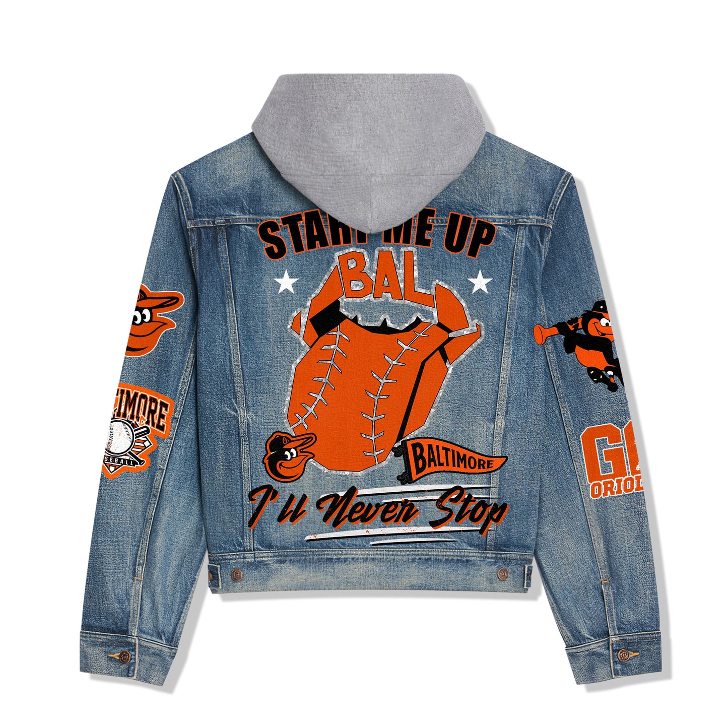 Baltimore Orioles Premium Hooded Denim Jacket New Collection AZBTHDJ000531