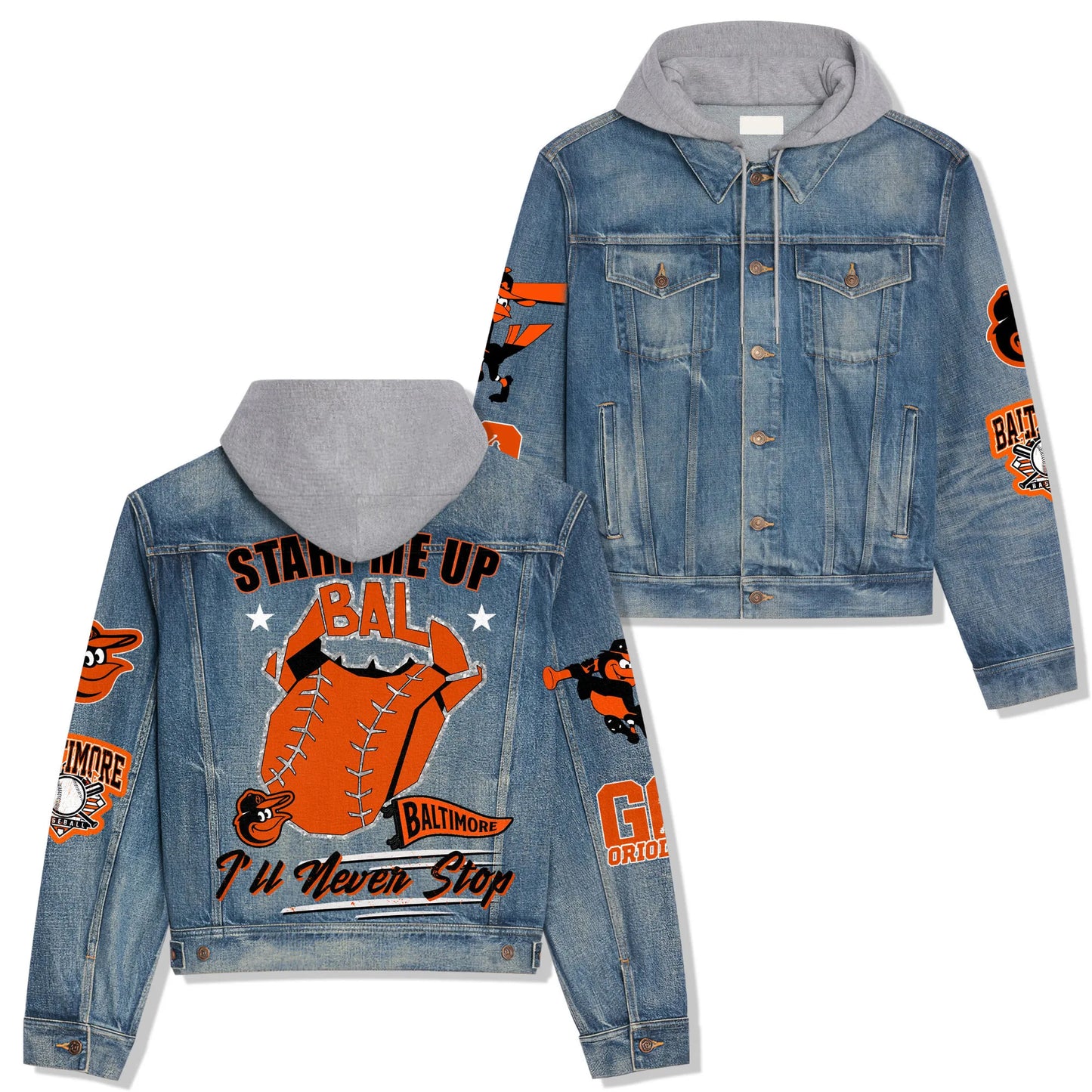 Baltimore Orioles Premium Hooded Denim Jacket New Collection AZBTHDJ000531
