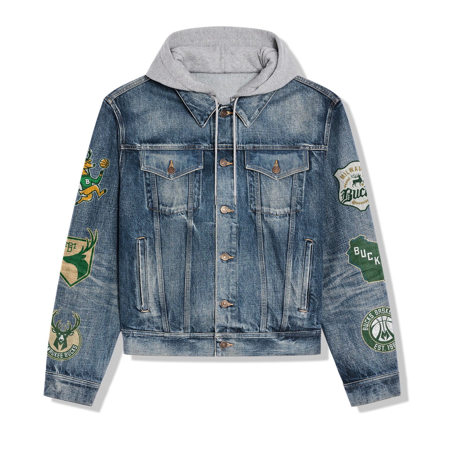 Milwaukee Bucks Premium Hooded Denim Jacket New Collection AZBTHDJ000306