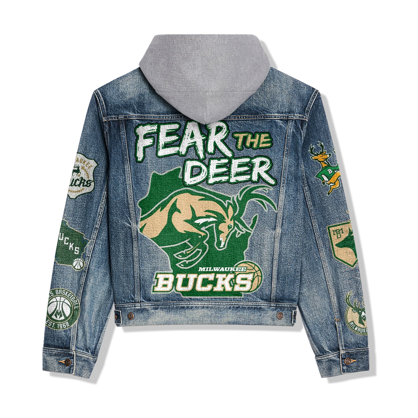 Milwaukee Bucks Premium Hooded Denim Jacket New Collection AZBTHDJ000306