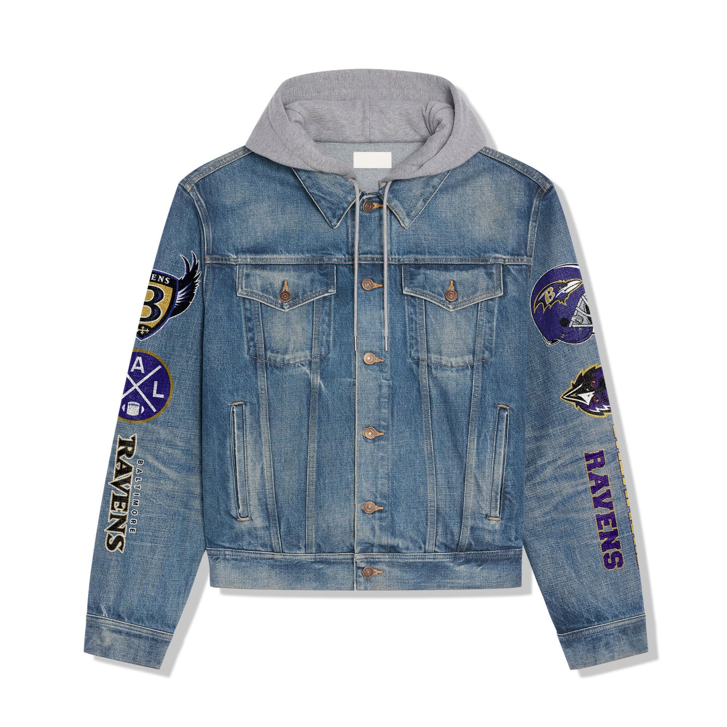 Baltimore Ravens Premium Hooded Denim Jacket New Collection AZBTHDJ000080
