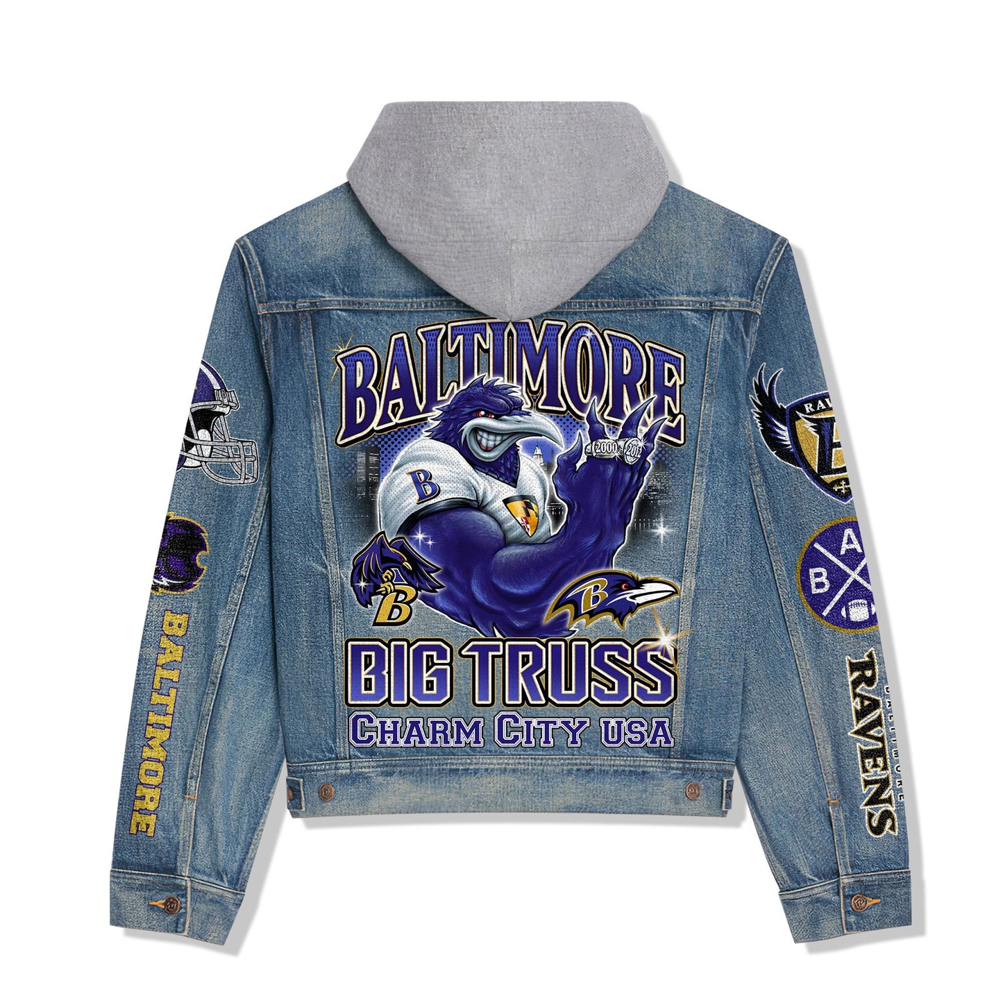 Baltimore Ravens Premium Hooded Denim Jacket New Collection AZBTHDJ000080