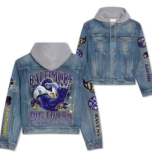 Baltimore Ravens Premium Hooded Denim Jacket New Collection AZBTHDJ000080