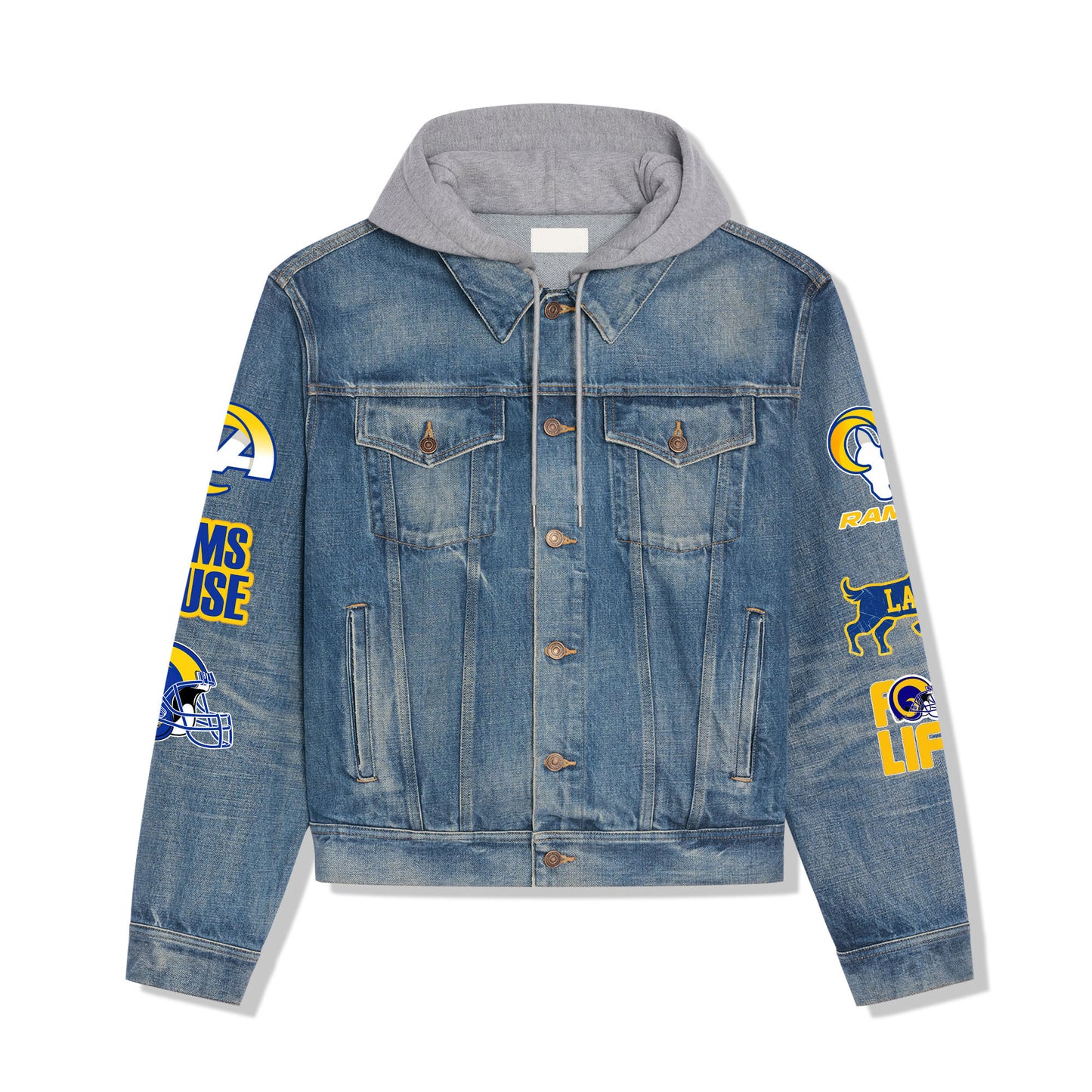 Los Angeles Rams Premium Hooded Denim Jacket New Collection AZBTHDJ000081