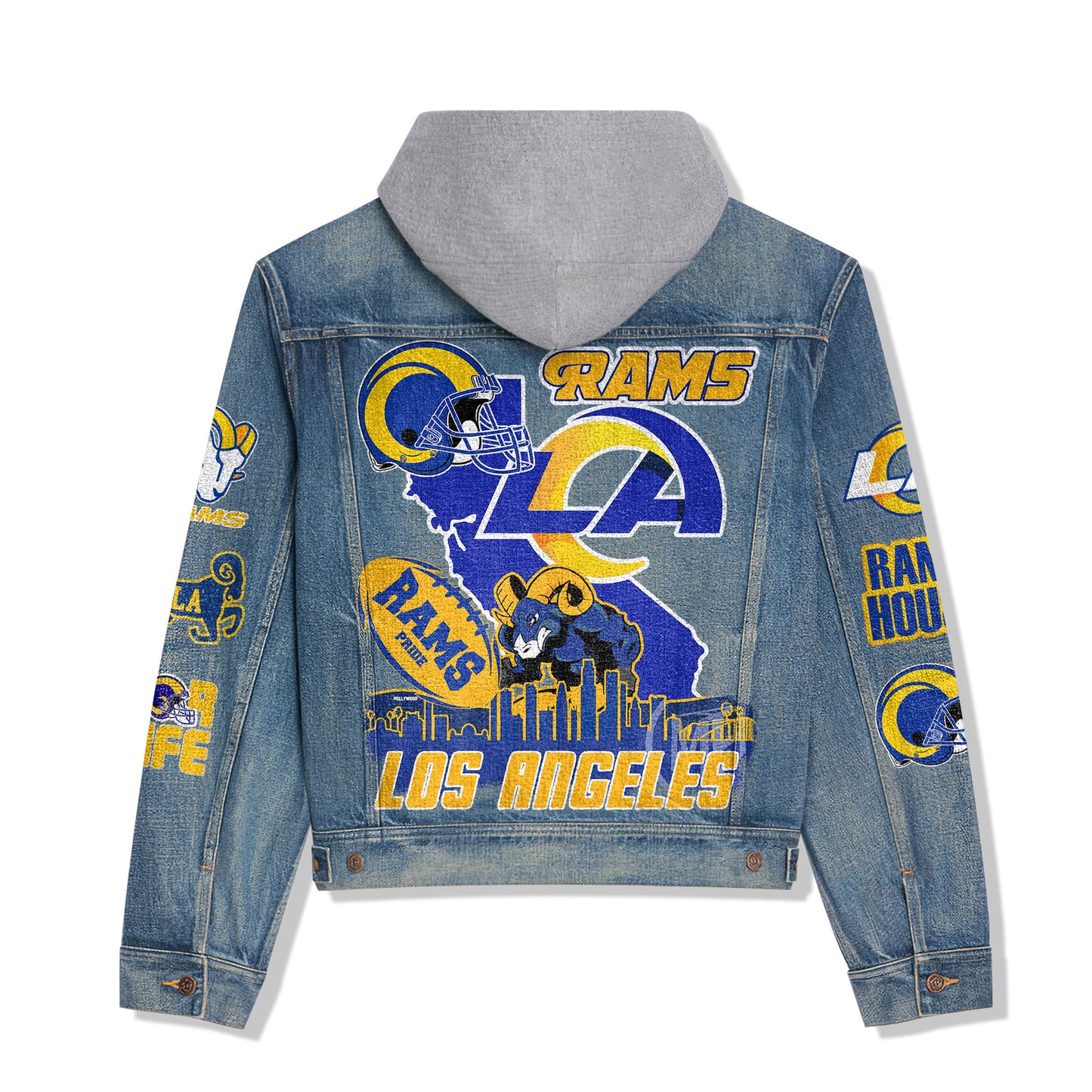 Los Angeles Rams Premium Hooded Denim Jacket New Collection AZBTHDJ000081