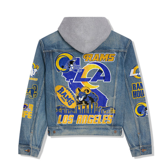 Los Angeles Rams Premium Hooded Denim Jacket New Collection AZBTHDJ000081