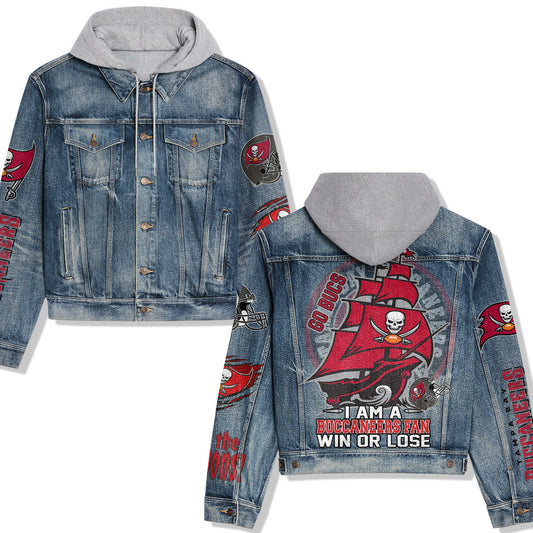 Tampa Bay Buccaneers Premium Hooded Denim Jacket New Collection AZBTHDJ000016