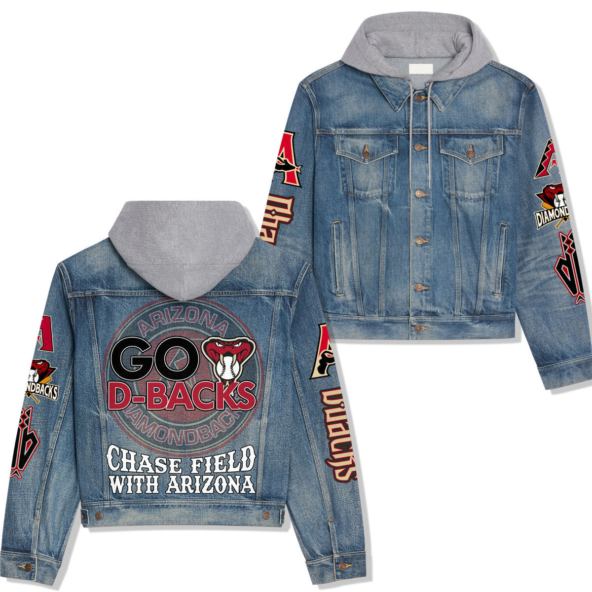 Arizona Diamondbacks Premium Hooded Denim Jacket New Collection AZBTHDJ000532