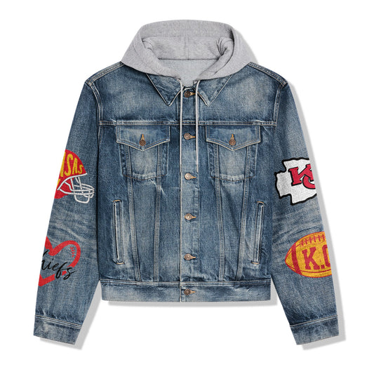 Kansas City Chiefs Premium Hooded Denim Jacket New Collection AZBTHDJ000083