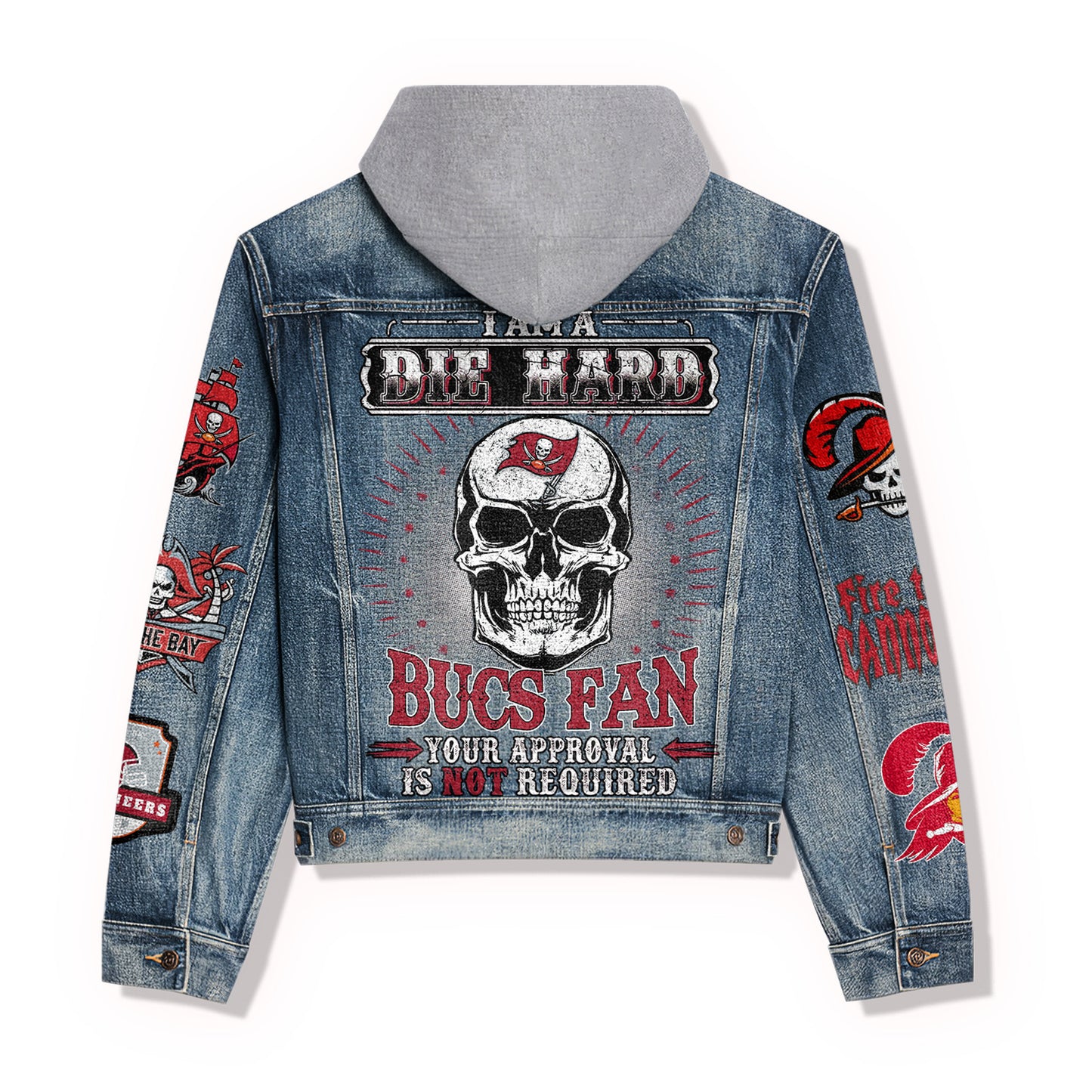 Tampa Bay Buccaneers Premium Hooded Denim Jacket New Collection AZBTHDJ000082