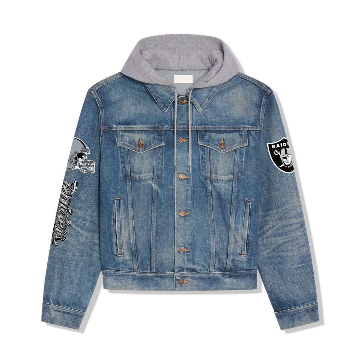 Las Vegas Raiders Premium Hooded Denim Jacket New Collection AZBTHDJ000084