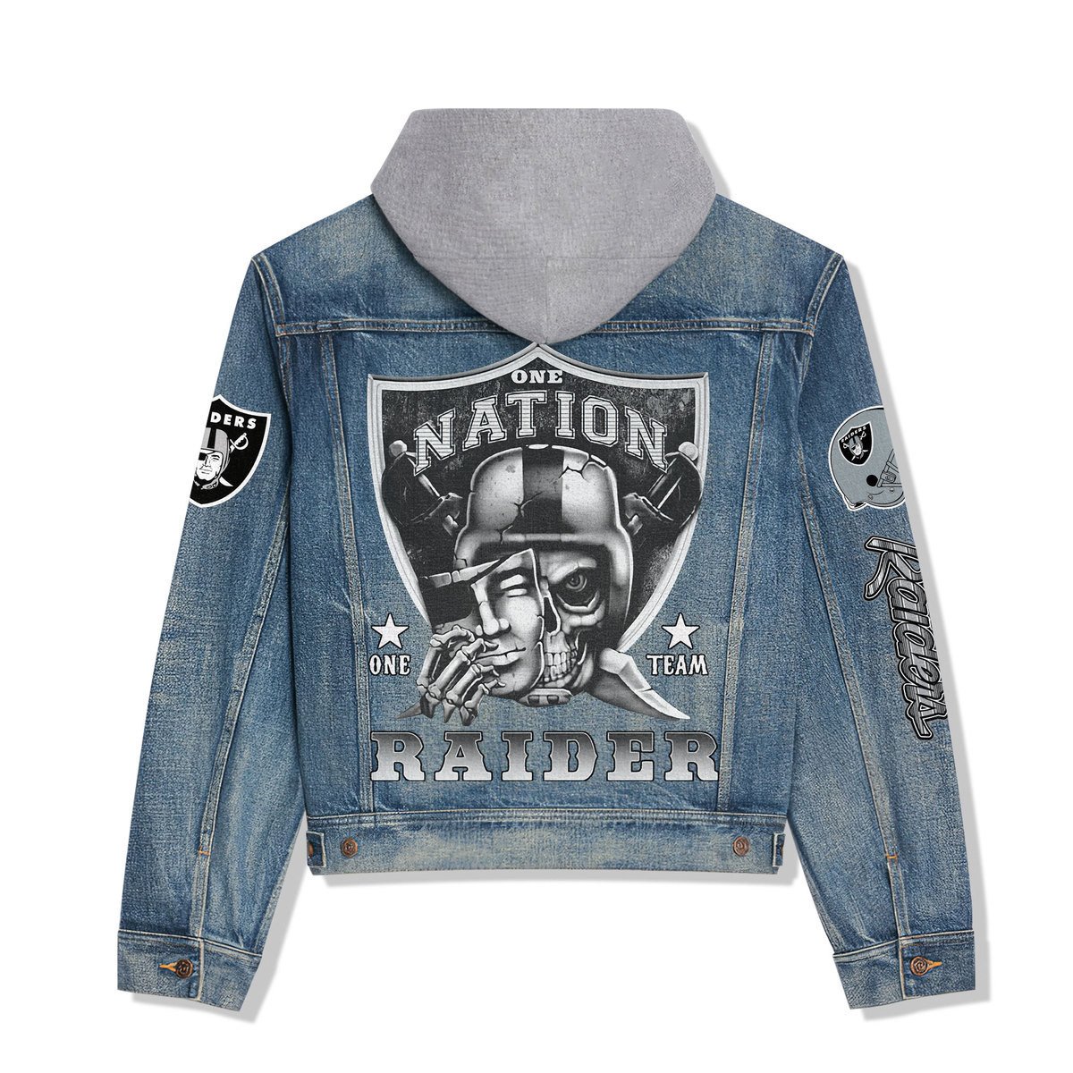 Las Vegas Raiders Premium Hooded Denim Jacket New Collection AZBTHDJ000084