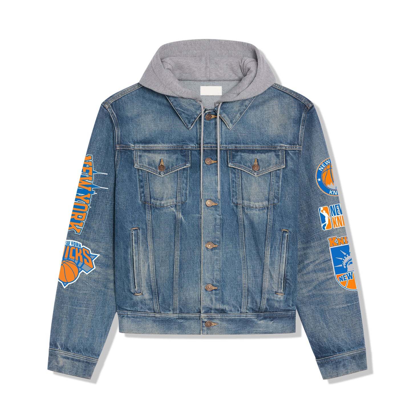 New York Knicks Premium Hooded Denim Jacket New Collection AZBTHDJ000273