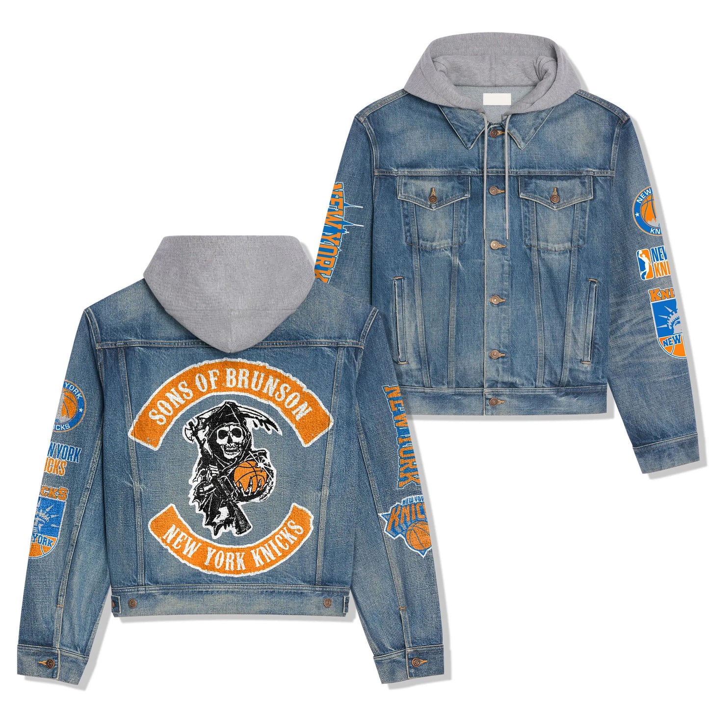 New York Knicks Premium Hooded Denim Jacket New Collection AZBTHDJ000273