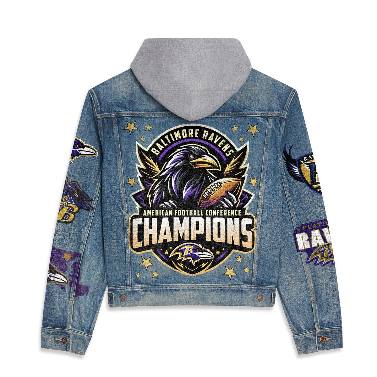 Baltimore Ravens Premium Hooded Denim Jacket New Collection AZBTHDJ000085