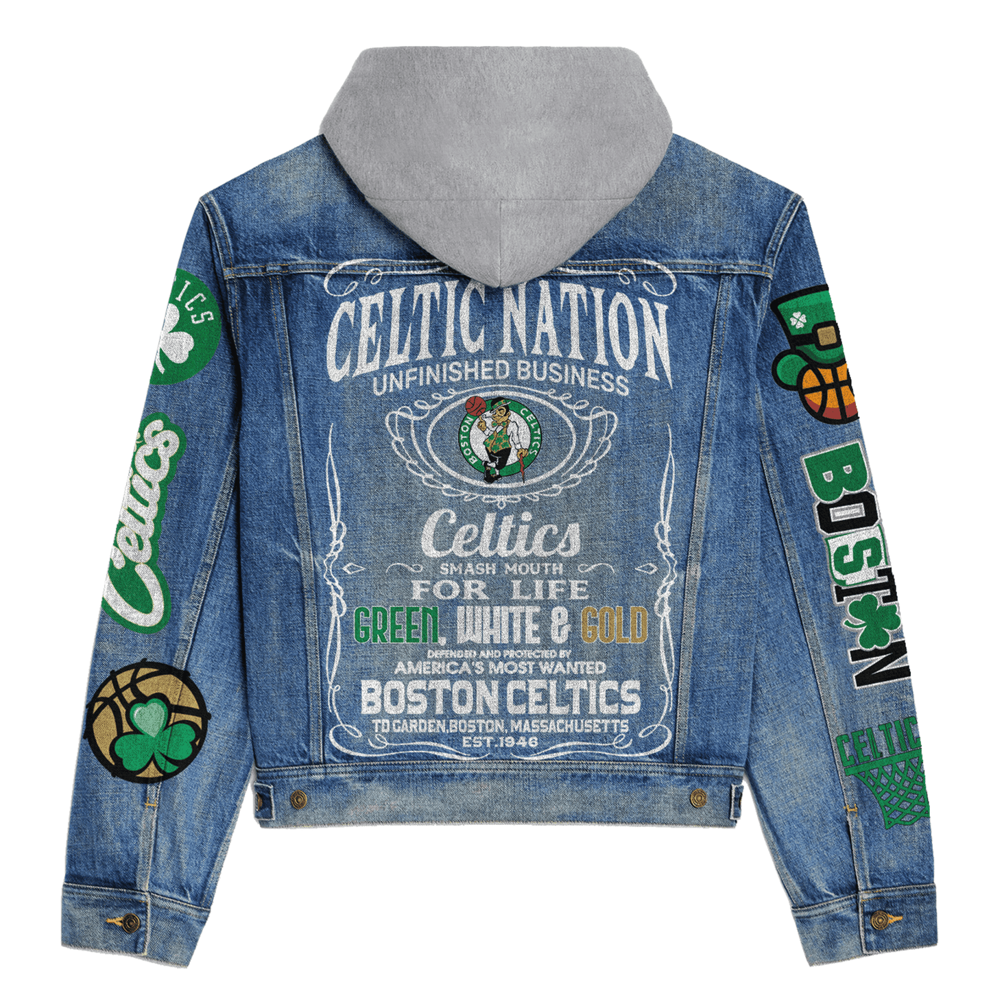 Boston Celtics Premium Hooded Denim Jacket New Collection AZBTHDJ000275