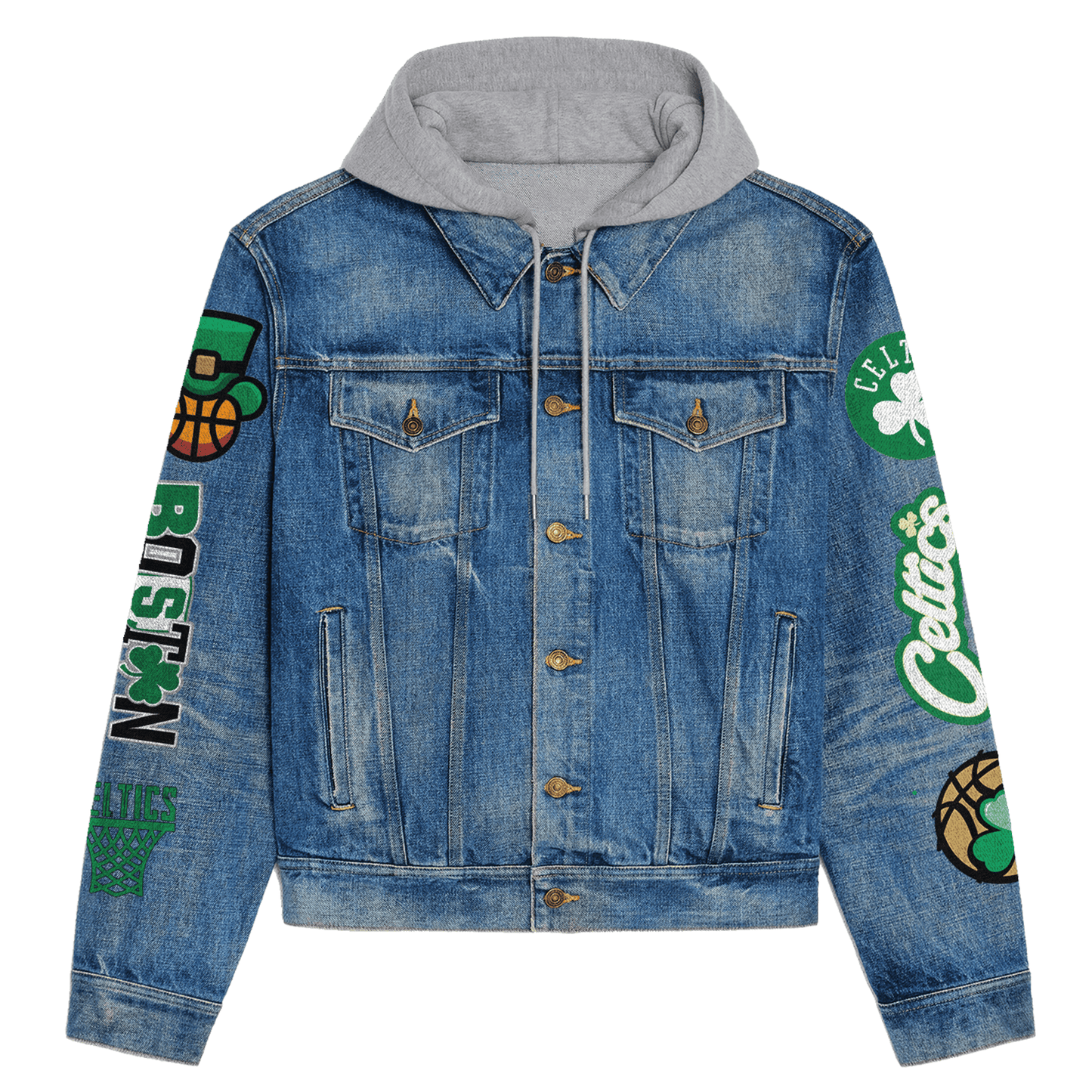 Boston Celtics Premium Hooded Denim Jacket New Collection AZBTHDJ000275
