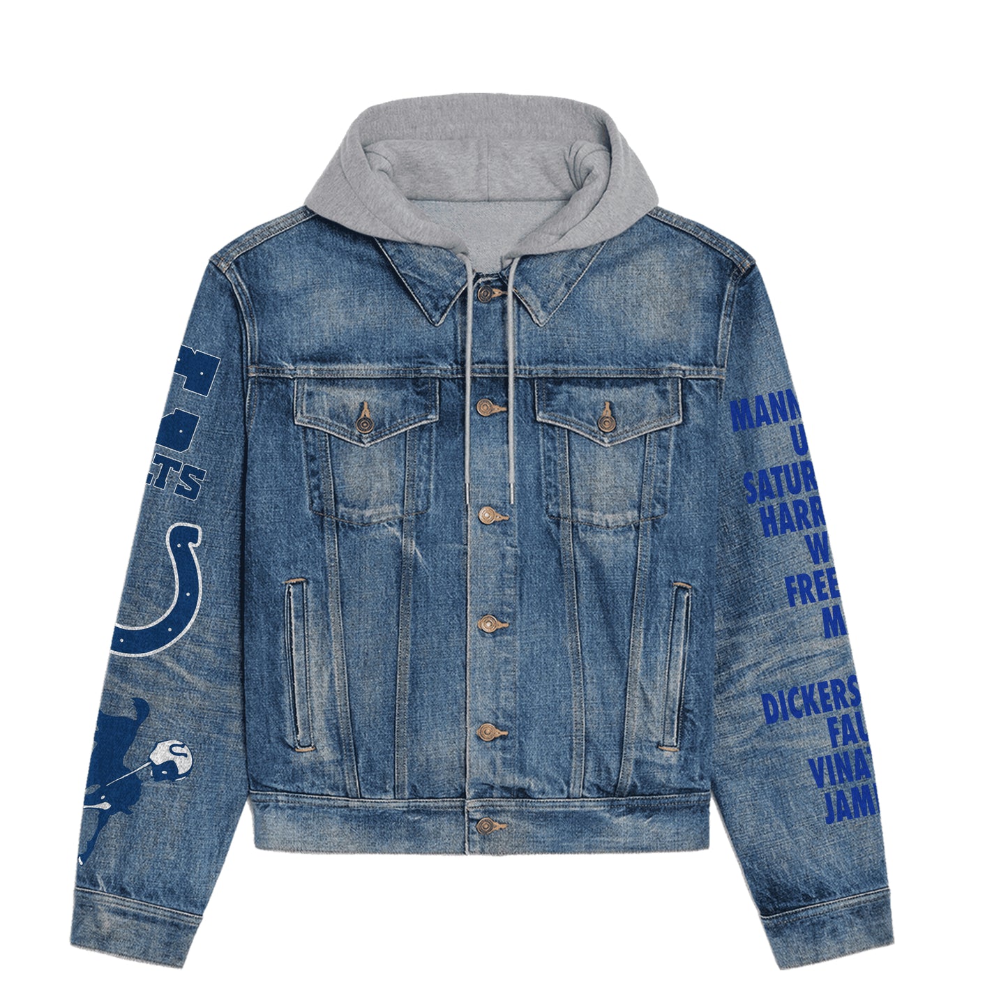 Indianapolis Colts Premium Hooded Denim Jacket New Collection AZBTHDJ000091