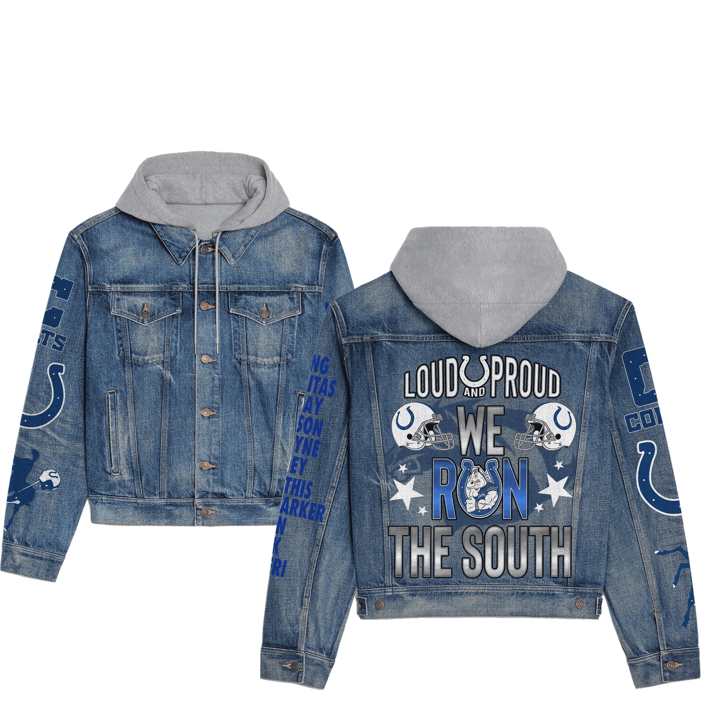 Indianapolis Colts Premium Hooded Denim Jacket New Collection AZBTHDJ000091
