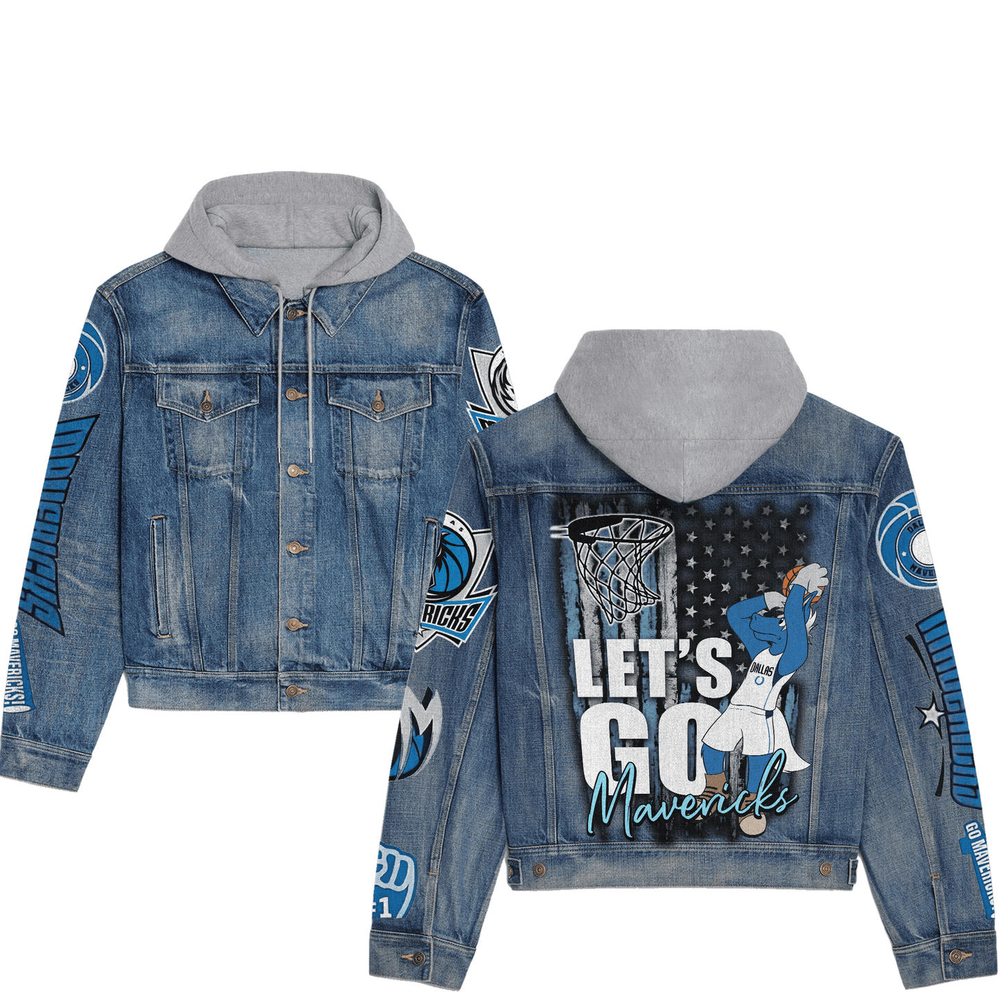 Dallas Mavericks Premium Hooded Denim Jacket New Collection AZBTHDJ000274