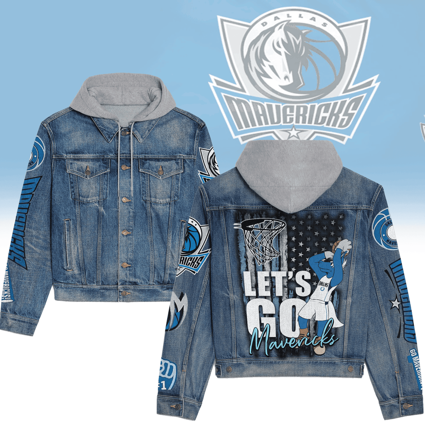 Dallas Mavericks Premium Hooded Denim Jacket New Collection AZBTHDJ000274