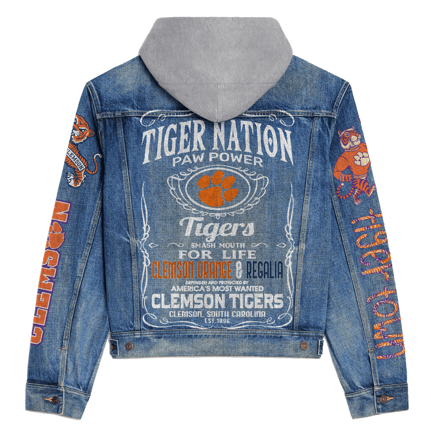 Clemson Tigers Premium Hooded Denim Jacket New Collection AZBTHDJ000347
