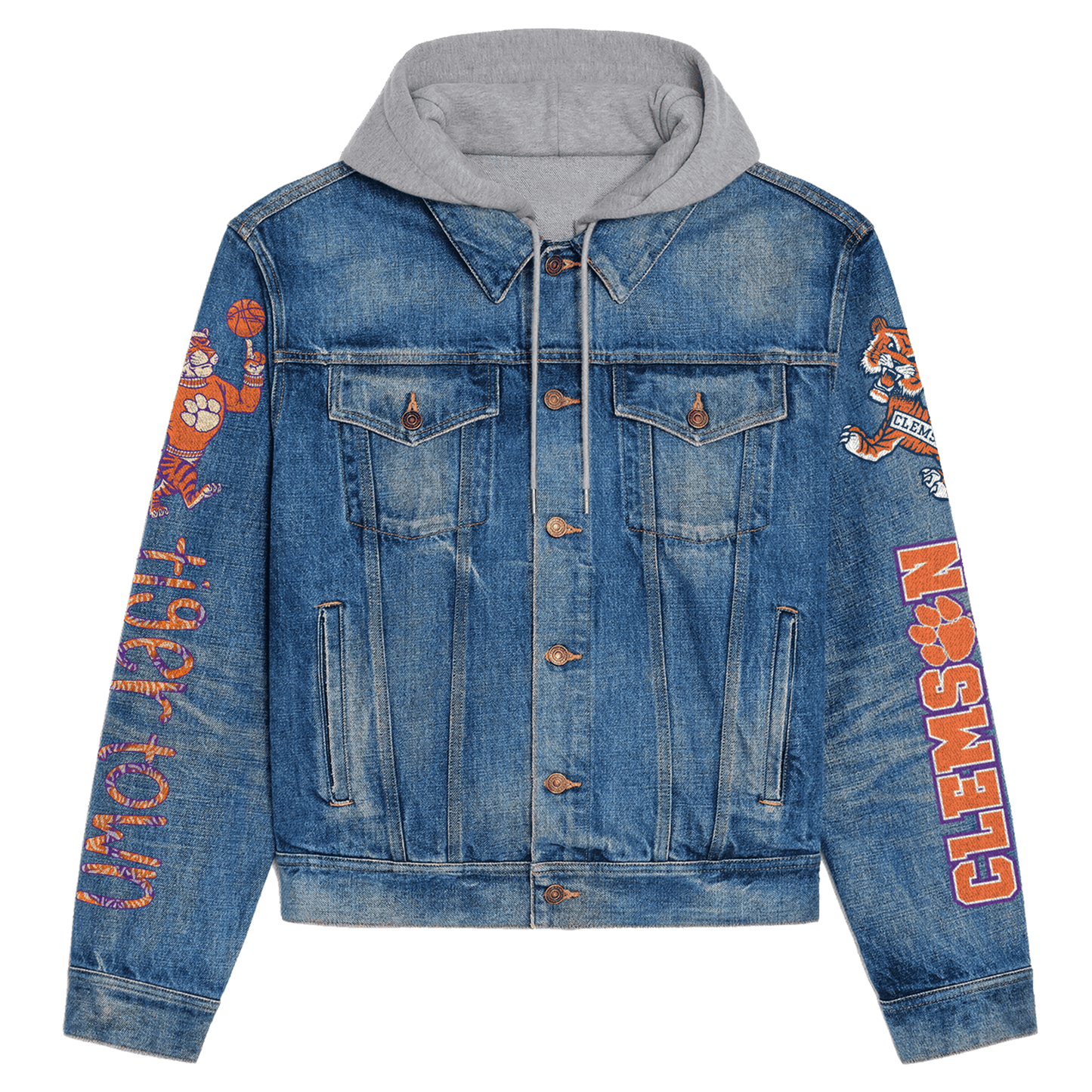Clemson Tigers Premium Hooded Denim Jacket New Collection AZBTHDJ000347