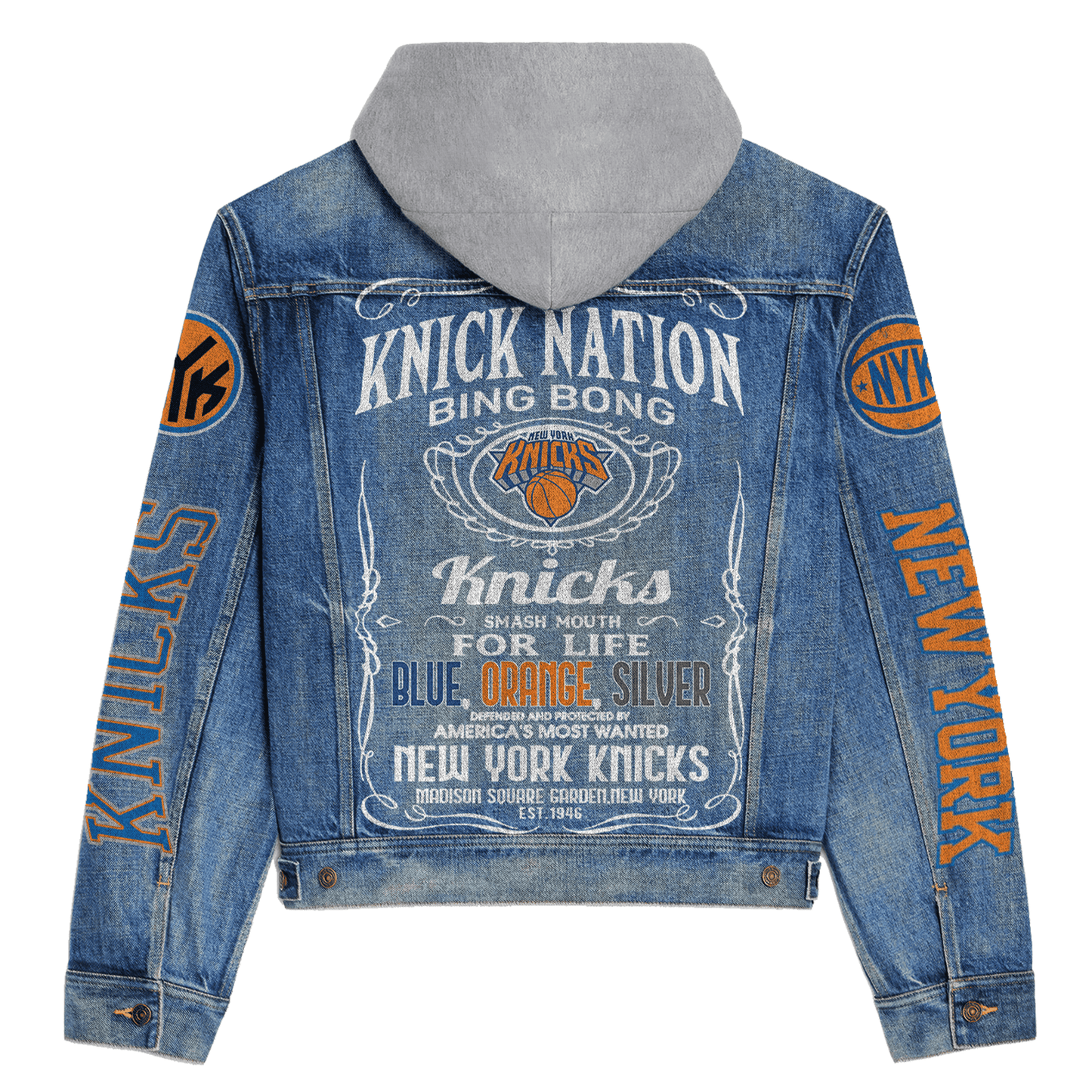 New York Knicks Premium Hooded Denim Jacket New Collection  AZBTHDJ000293