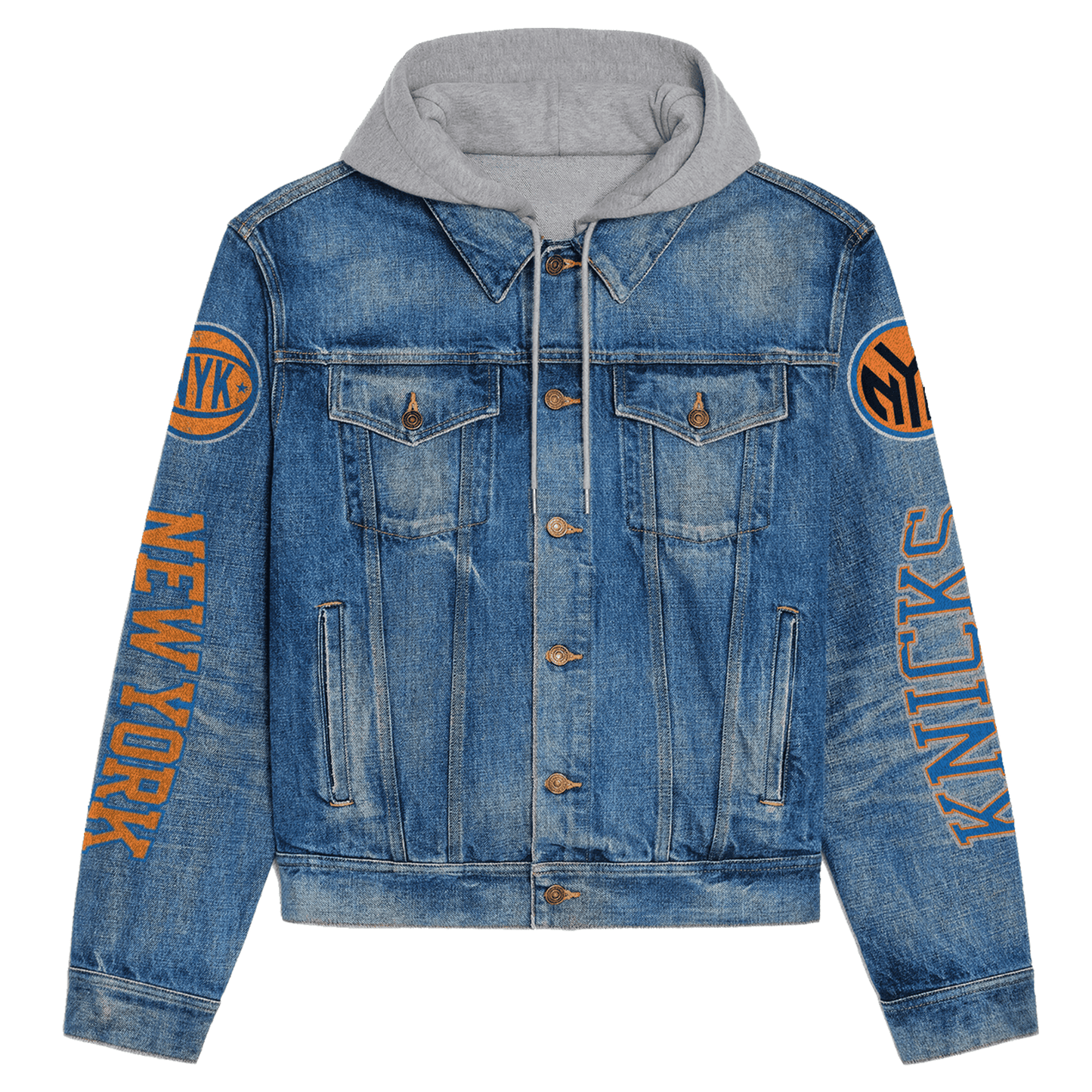 New York Knicks Premium Hooded Denim Jacket New Collection  AZBTHDJ000293