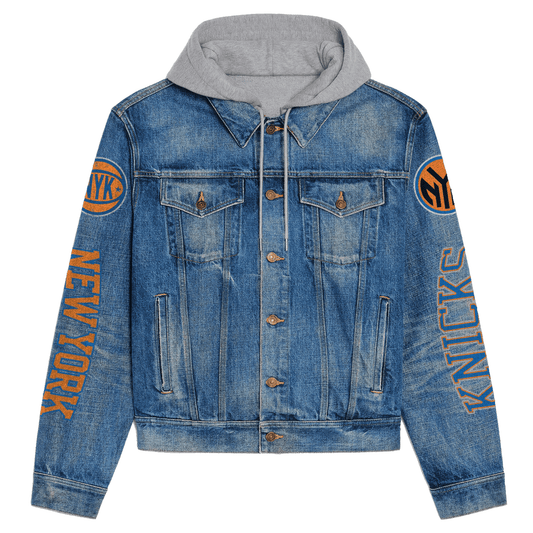 New York Knicks Premium Hooded Denim Jacket New Collection  AZBTHDJ000293
