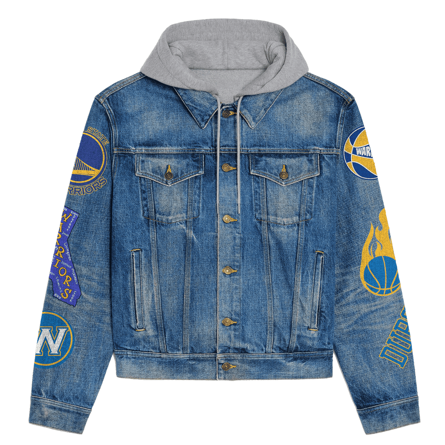 Golden State Warriors Premium Hooded Denim Jacket New Collection AZBTHDJ000294