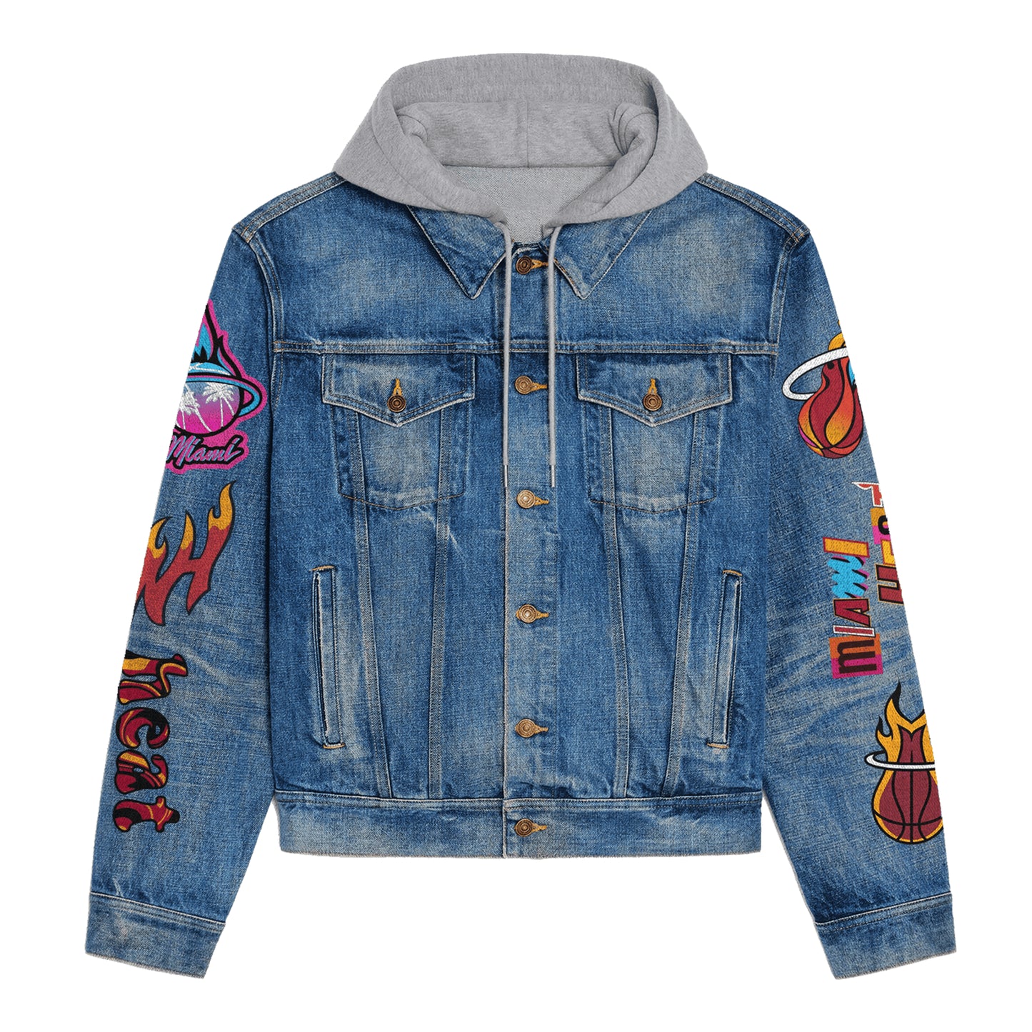 Miami Heat Premium Hooded Denim Jacket New Collection AZBTHDJ000296