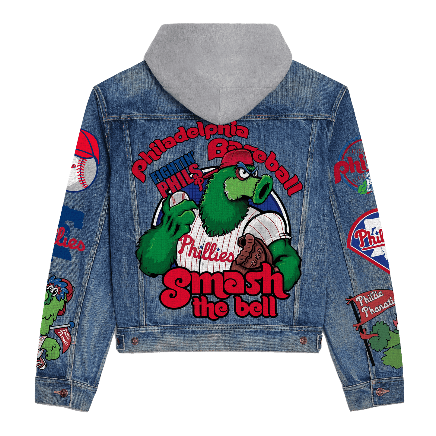 Phidelphia Phillies Premium Hooded Denim Jacket New Collection AZBTHDJ000548