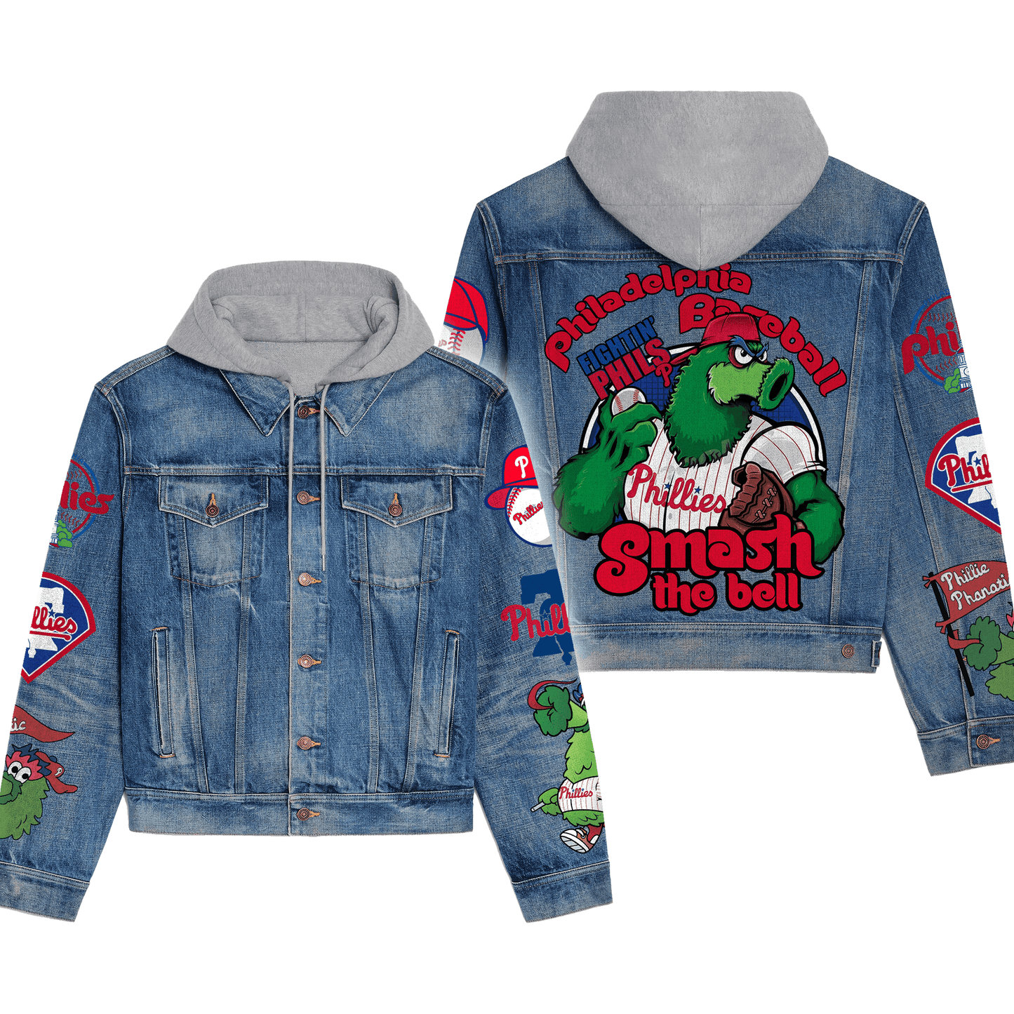 Phidelphia Phillies Premium Hooded Denim Jacket New Collection AZBTHDJ000548