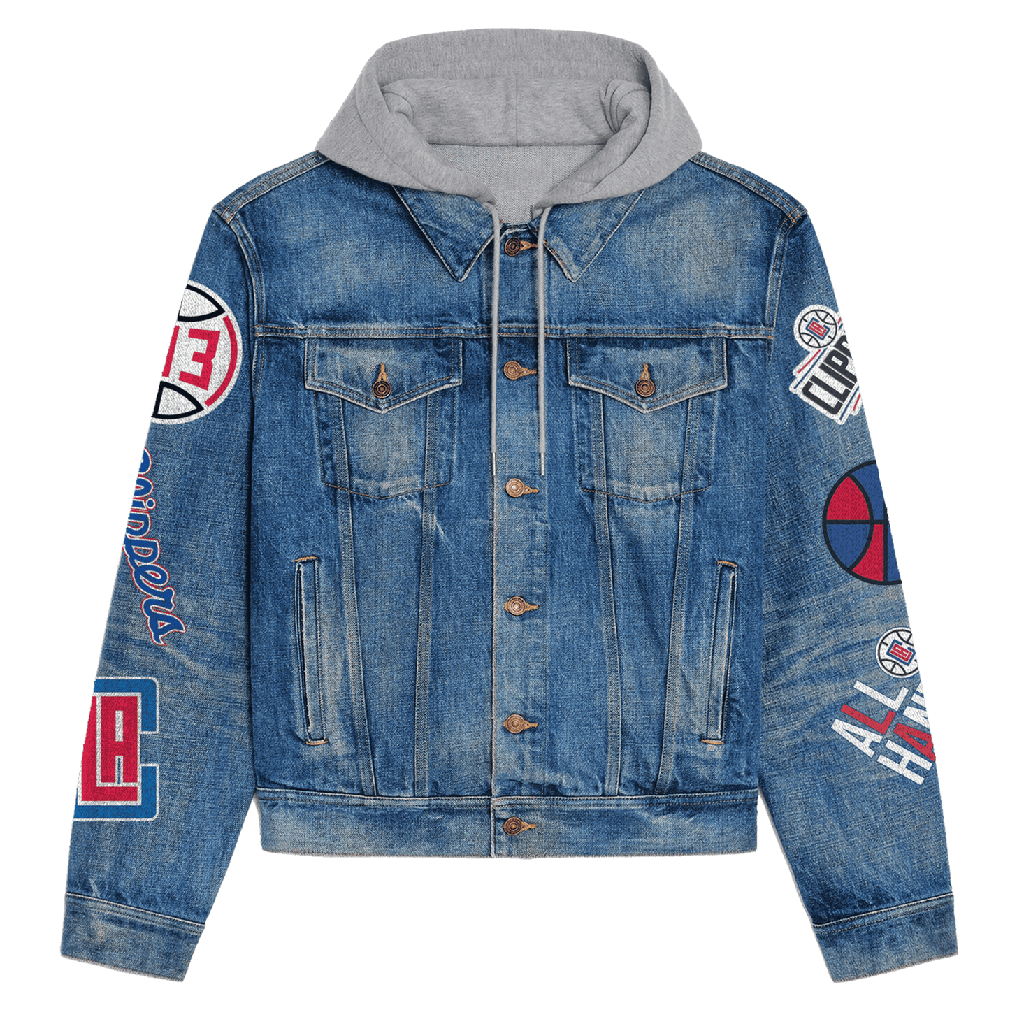 Los Angeles Chargers Premium Hooded Denim Jacket New Collection AZBTHDJ000111