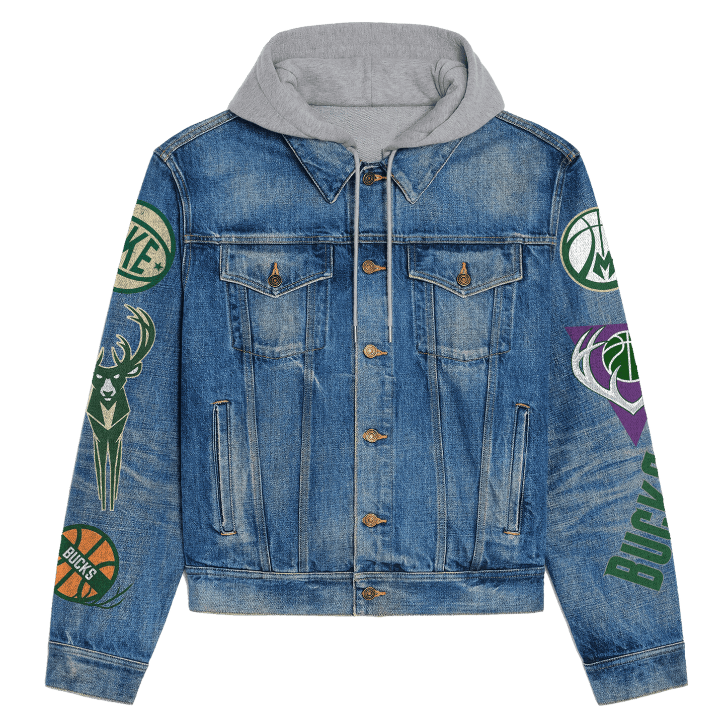 Milwaukee Bucks Premium Hooded Denim Jacket New Collection AZBTHDJ000307