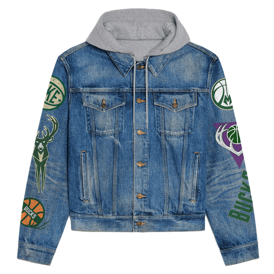 Milwaukee Bucks Premium Hooded Denim Jacket New Collection AZBTHDJ000307