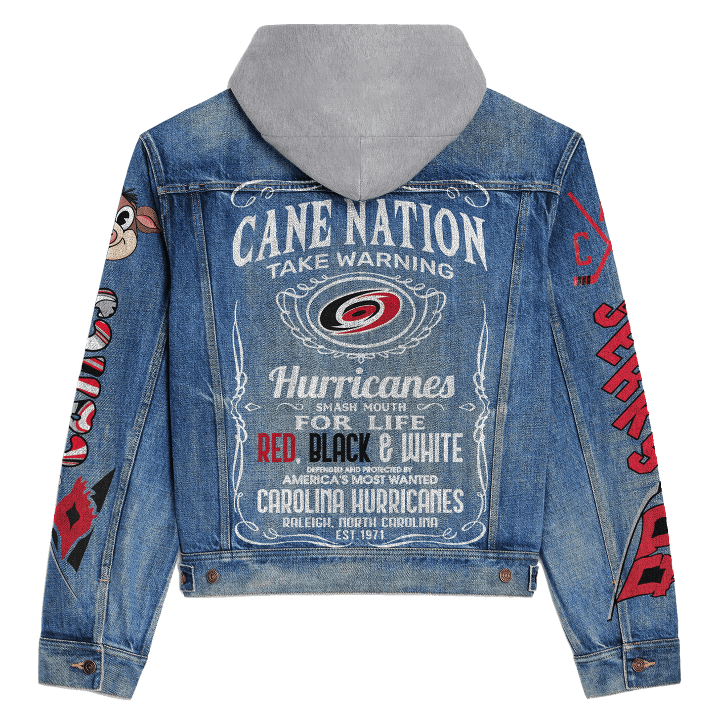 Carolina Hurricanes Premium Hooded Denim Jacket New Collection AZBTHDJ000247
