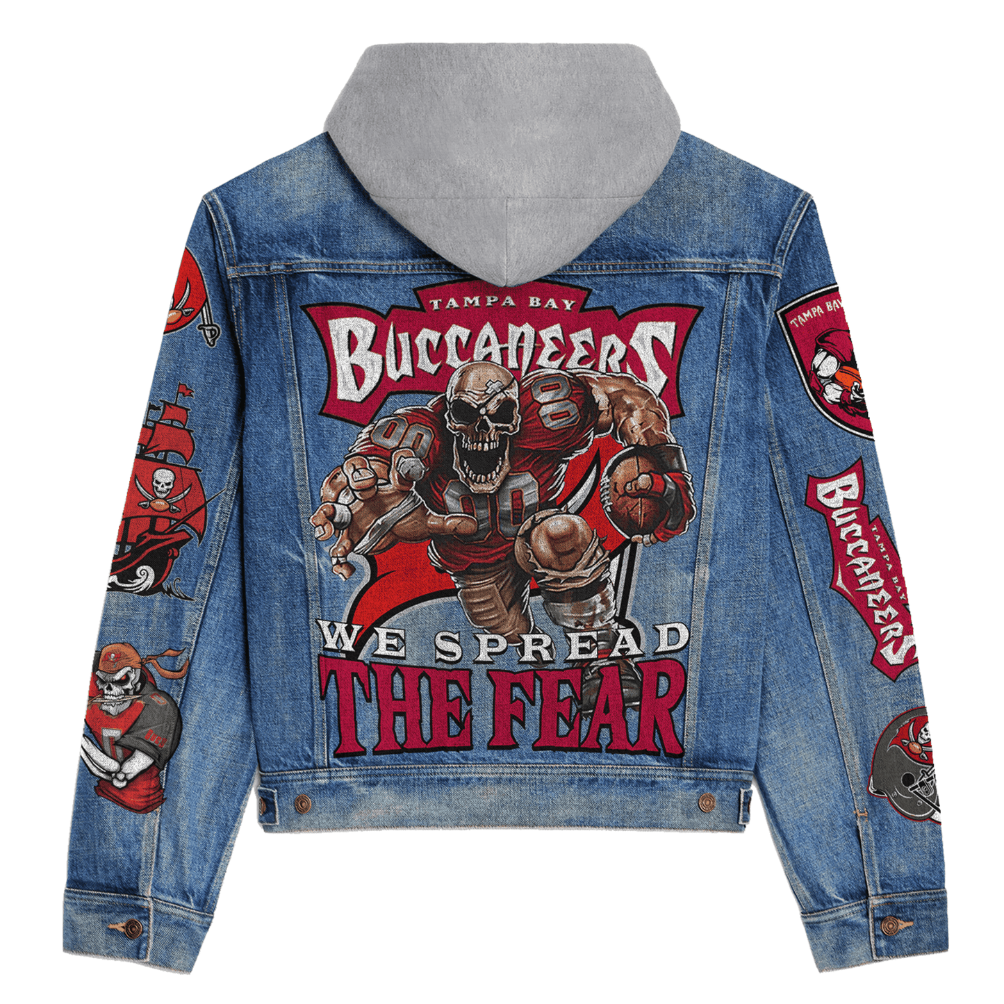 Tampa Bay Buccaneers Premium Hooded Denim Jacket New Collection AZBTHDJ000120