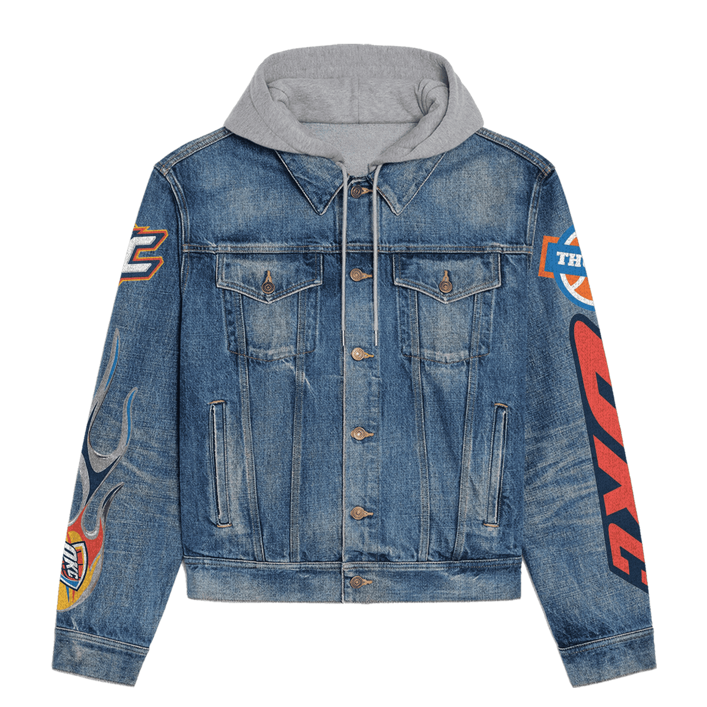 Oklahoma City Thunder Premium Hooded Denim Jacket New Collection AZBTHDJ000277
