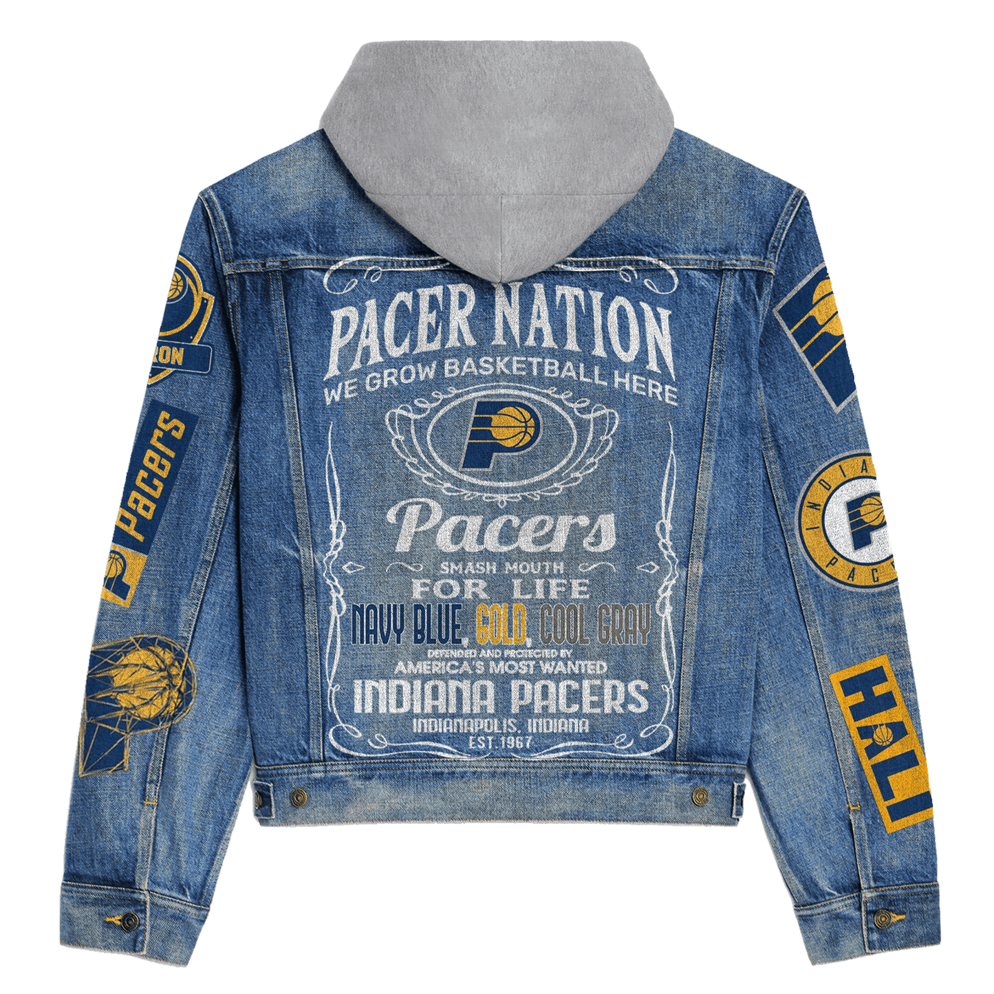 Indianapolis Indians Premium Hooded Denim Jacket New Collection AZBTHDJ000625