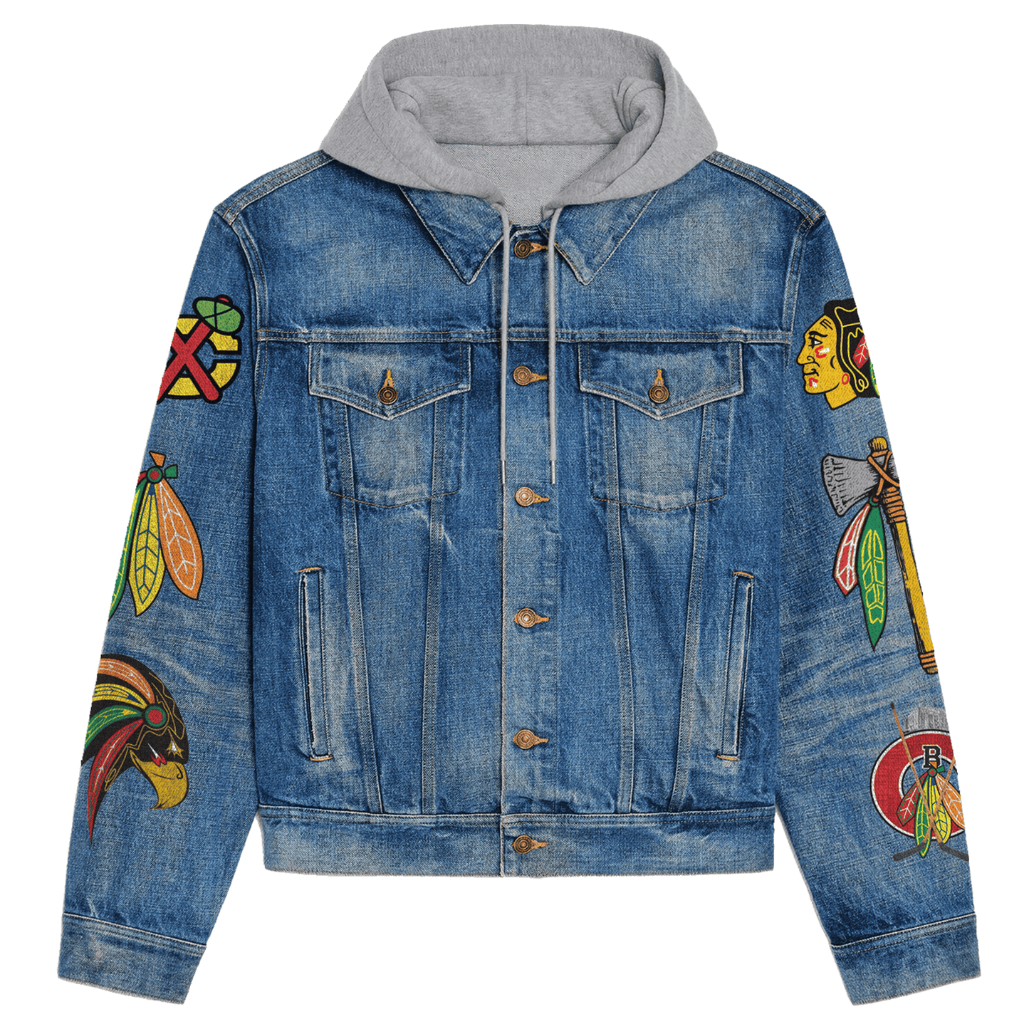 Chicago Blackhawks Premium Hooded Denim Jacket New Collection AZBTHDJ000249
