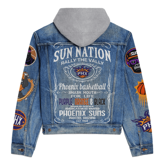 Phoenix Suns Premium Hooded Denim Jacket New Collection AZBTHDJ000287