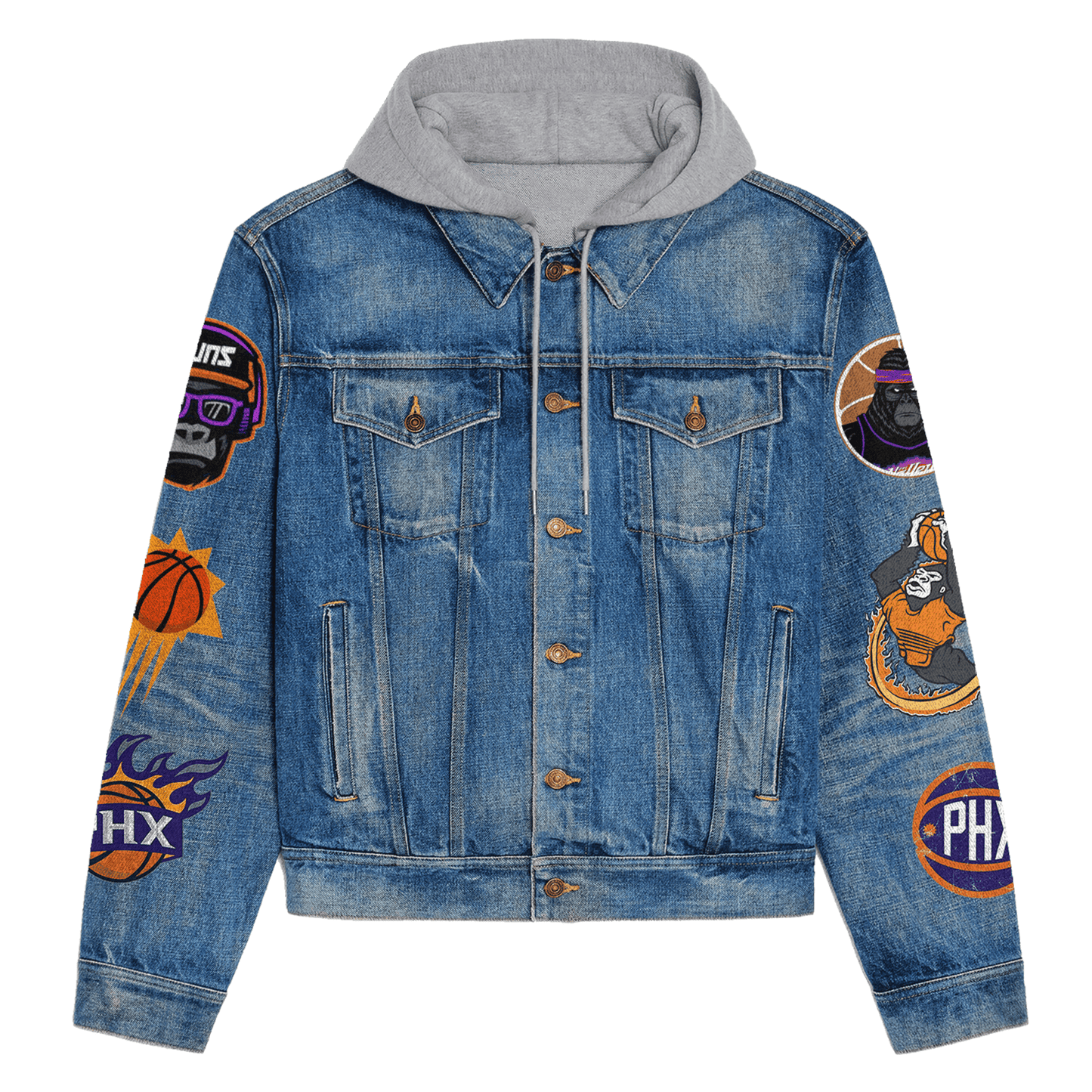 Phoenix Suns Premium Hooded Denim Jacket New Collection AZBTHDJ000287
